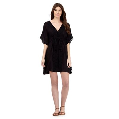 Beach Collection Black lace embroidered kaftan